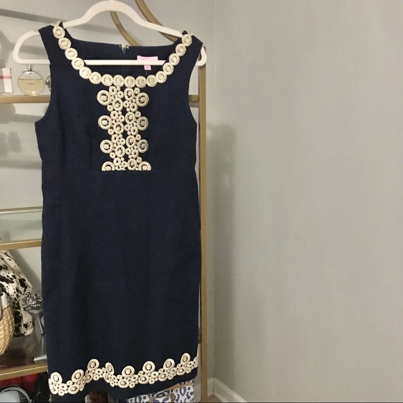 Lilly Pulitzer NEW navy jacquard shift dress - Picture 1 of 4
